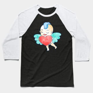 Watercolor Cupid Valentine Love Baseball T-Shirt